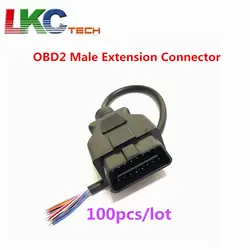 100 шт./лот автомобиля диагностический OBD 2 16 штекер расширение разъем Диагностический Открытие кабель OBD 2 открытие в конце OBD кабель