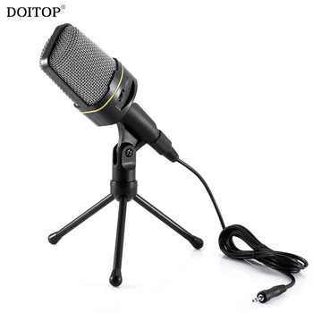 

DOITOP Professional Desktop Studio 3.5mm Microphone With Stand Tripod Holder For PC Karaoke Video Recording Condenser Microphone