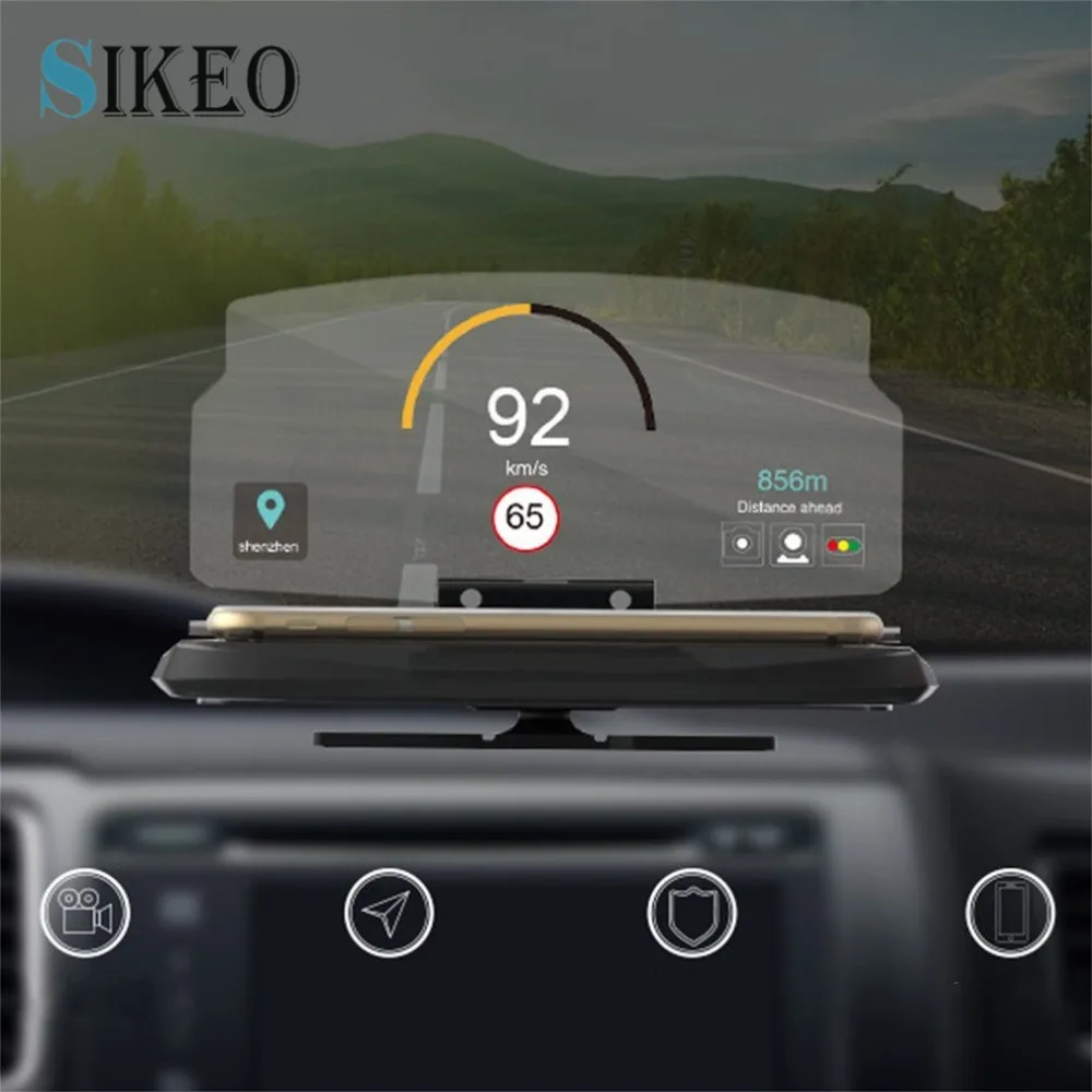 Sikeo 2 in 1 Car Head up Display GPS Navigation HUD Smart Phone Anti ...