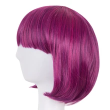 Парики для косплея Fei-Show синтетические термостойкие короткие волнистые женские плоские челки волосы костюм Хэллоуин карнавал Боб студенческий парик