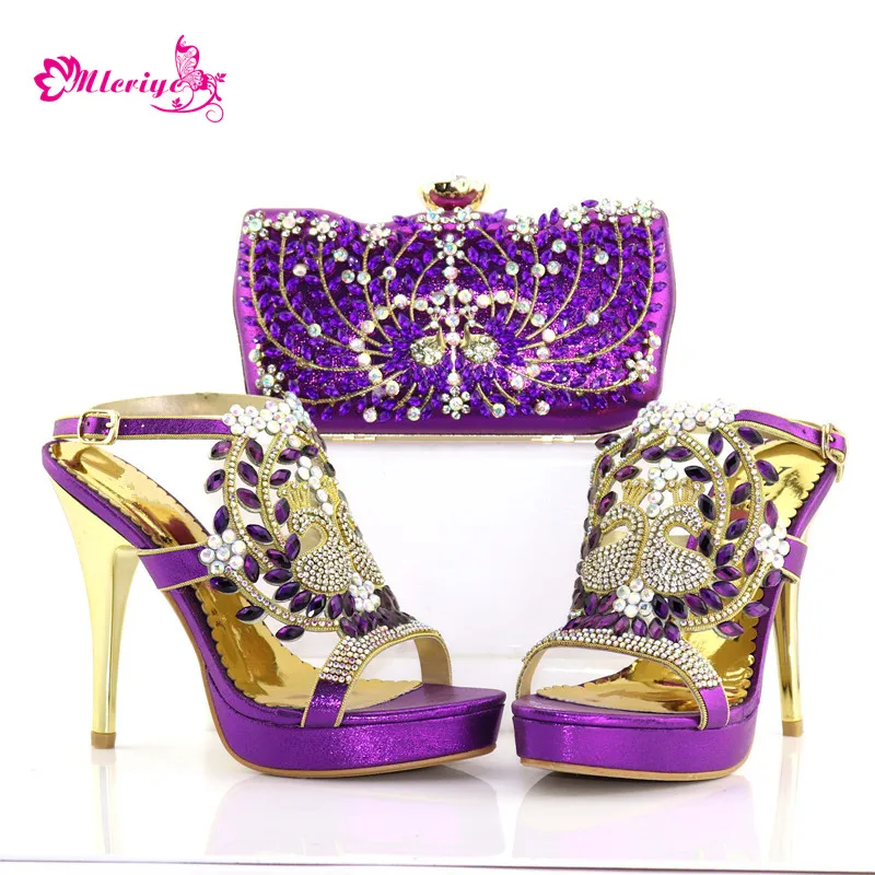 

Shoes and Bag Set African Sets 2017 New Aarival Black Color Shoes and Bag Set Decorated with Rhinestone Nigerian Shoes and Bag