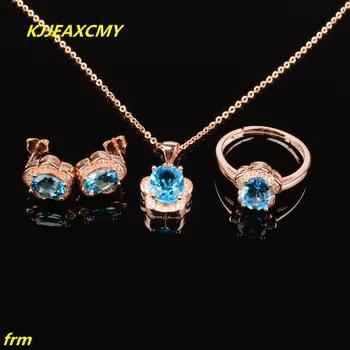 

KJJEAXCMY Fine jewelry, 925 Sterling Silver Natural topaz ring in sterling silver with a pendant and earrings female set of 3 p