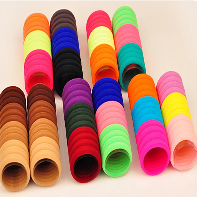 50pc Elastic Hair Accessories For Girls Rubber Bands Candy Fluorescence Black Colored Ring Ponytail Holder Hair Bands Headwear