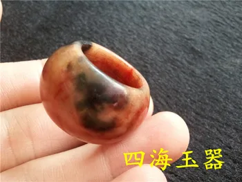 

Natural jade old antique jade ring Mens Bloodstone jade ring