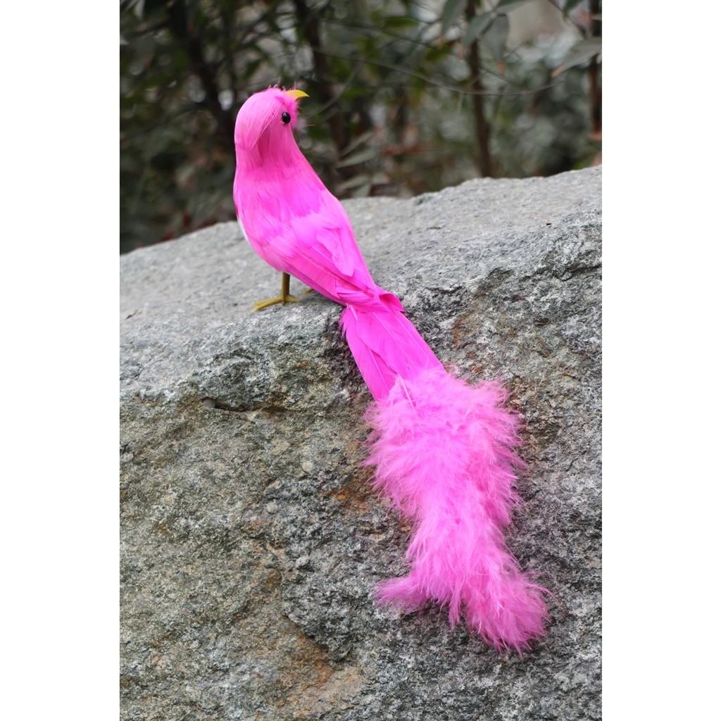 MagiDeal Handmade Colorful Artificial Feathered Bird Decorative Ornaments Table Top Shelf Display Home Decoration Craft