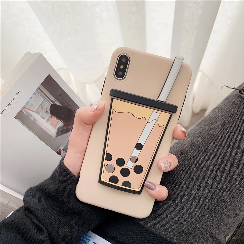 

Korea Funny Milk Cup Silicon Case for Iphone Xs Max Xr Vintage Matte Soft Tpu Case for Iphone 6s 7 8plus X Cute Back Cover
