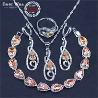 Дубай стиль многоцветные CZ 925 пробы серебряные Ювелирные наборы для женщин вечерние серьги/кулон/ожерелье/кольца/браслеты наборы