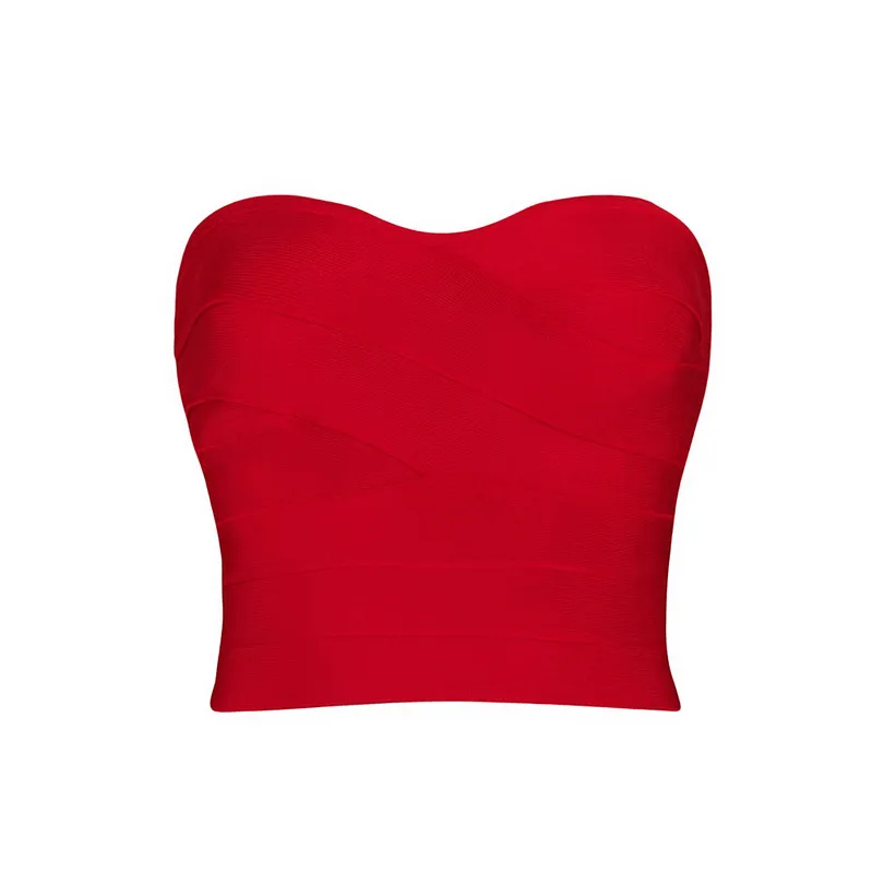 Искусственный шелк сексуальный женский Модный Короткий без бретелек сексуальный женский топ бандаж эластичный кроп-топ телесный красный белый черный - Цвет: Красный