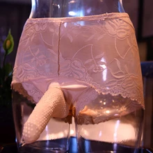 Мужское нижнее белье кружевное пикантное боксерское дышащее тонкое секционное сексуальное открытое/закрытое Силиконовое с рукавом молодежное нижнее белье