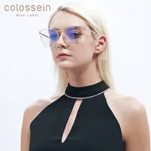 COLOSSEIN кошачий глаз солнцезащитные очки для Женщин плоские очки новые модные с покрытием очки золотой металлический каркас UV400