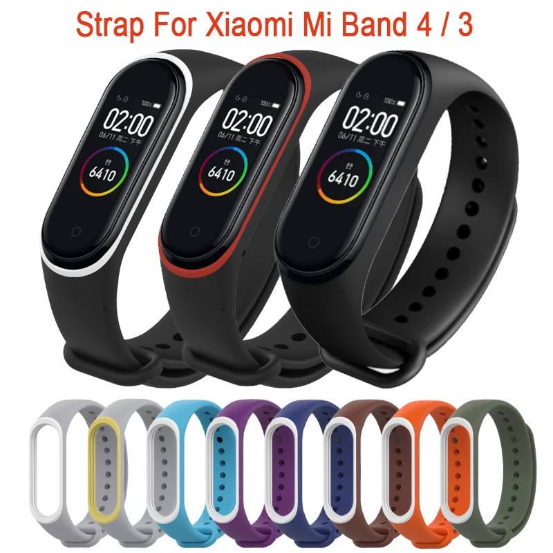 Браслет для xiaomi mi Band 3 4 спортивный ремешок часы силиконовый ремешок для xiaomi mi band 3 4 браслет mi band 4 3 ремешок