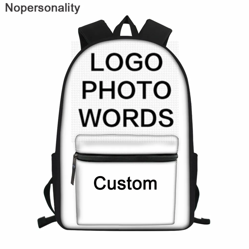 

Nopersonality Custom Your Image Children School Backpack Junior Student School Bags for Teenager Boys Girls Travel Bagpacks