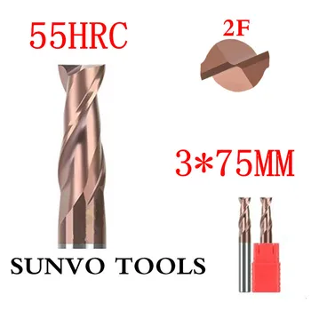 

5pcs/set D3x75MM 3MM HRC55 HRC60 HRC65 carbide End Mills,tungsten Carbide Square Flatted End Mill,4 Flute,coating:nano, Length