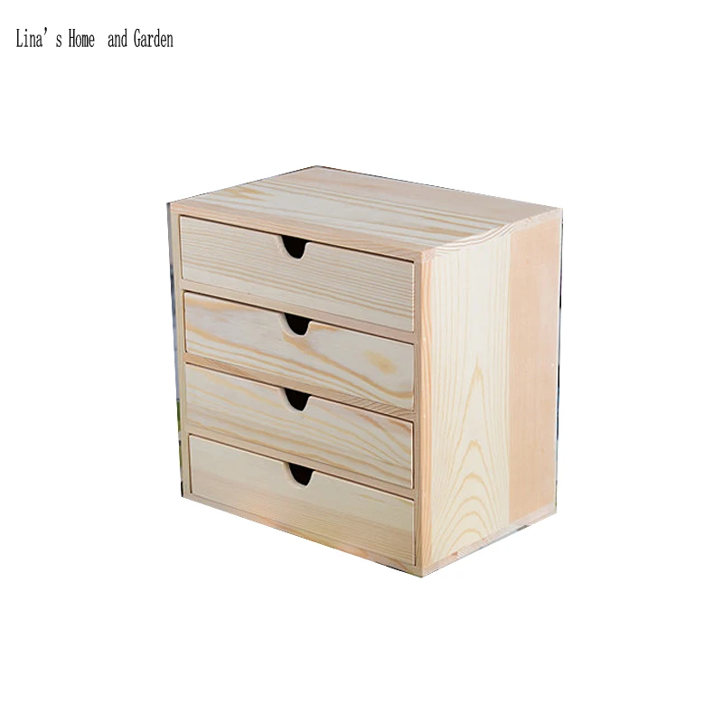 Примитивный твердый деревянный 4 ящика настольный шкаф