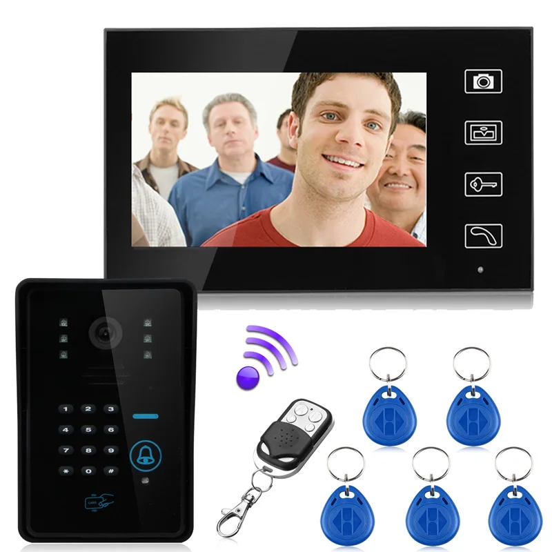 MOUNTAINONE 7\ TFT 2.4G Wireless RFID Password Remote Video Door Phone Intercom Doorbell Home Security Camera Monitor MOUNTAINONE 7\ TFT 2.4G Wireless RFID Password Remote Video Door Phone Intercom Doorbell Home Security Camera Monitor