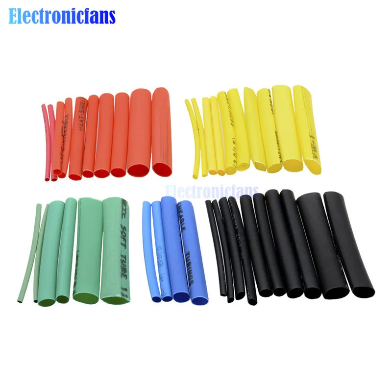 127/140/328/530/400Pcs Assorted Polyolefin Heat Shrink Tubing Tube Cable Sleeves Wrap Wire Set 8 Size Multicolor/Black