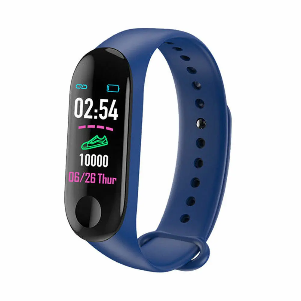 M3 цветной экран Смарт-браслет часы фитнес трекер активности Smartband спорт здоровье браслет - Цвет: Синий
