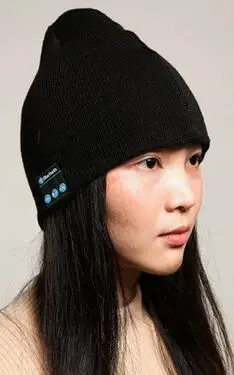 Новая Теплая Шапка-бини беспроводные, с функцией Bluetooth наушники с микрофоном - Цвет: Черный