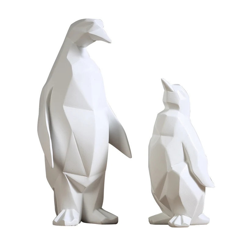 

Simple Geometric Animal Sculpture White Penguin Figurine Modern Abstract Decors Gifts Statue Gift Home Decoration Accessories