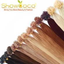 ShowCoco предварительно скрепленные волосы для наращивания ногтей/u-образные накладные настоящие волосы шелковистые прямые кератиновые накладные волосы 100 г/упак