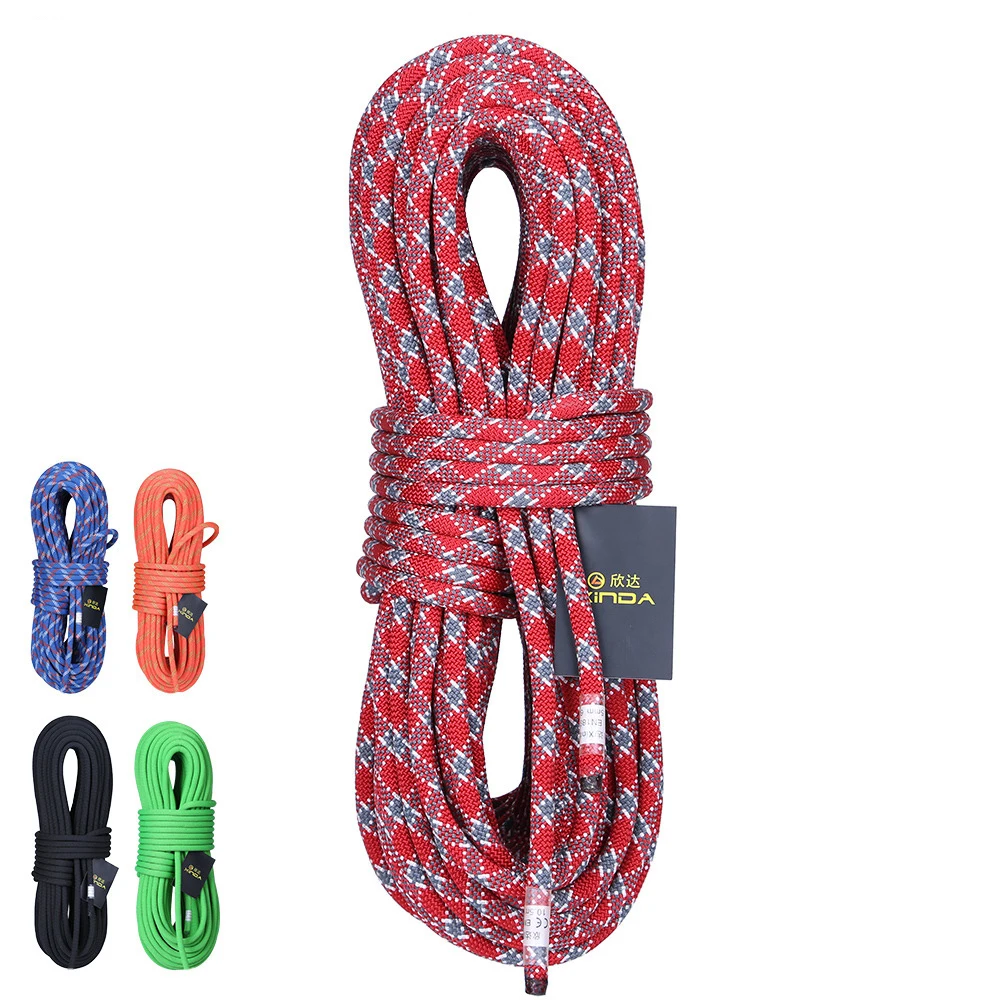 10mm Diameter 10M Camping Rock Climbing Ropes 24KN High Strength