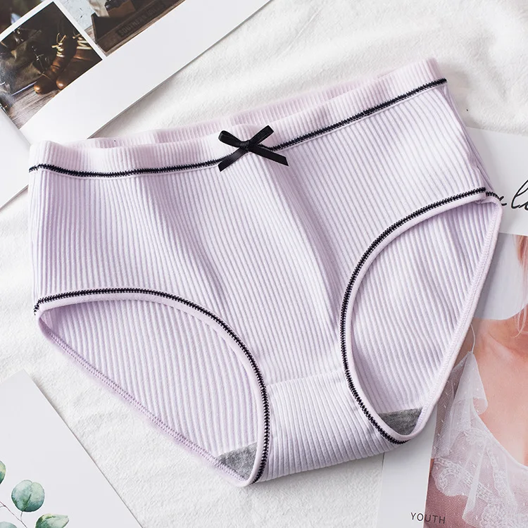 6pcs Japanese cute size girls underwear female thread breathable waist ladies cotton underwear factory direct stock underwear - Цвет: purple