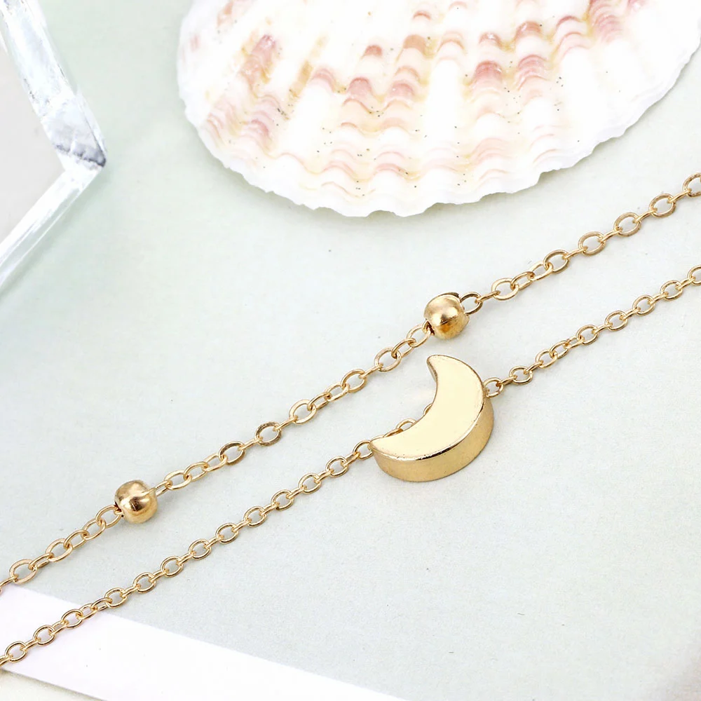 Simple Moon Anklet Female Anklets Barefoot Sandals Foot Jewelry New Fashion Anklets On Foot Ankle Bracelets For Women Leg Chain