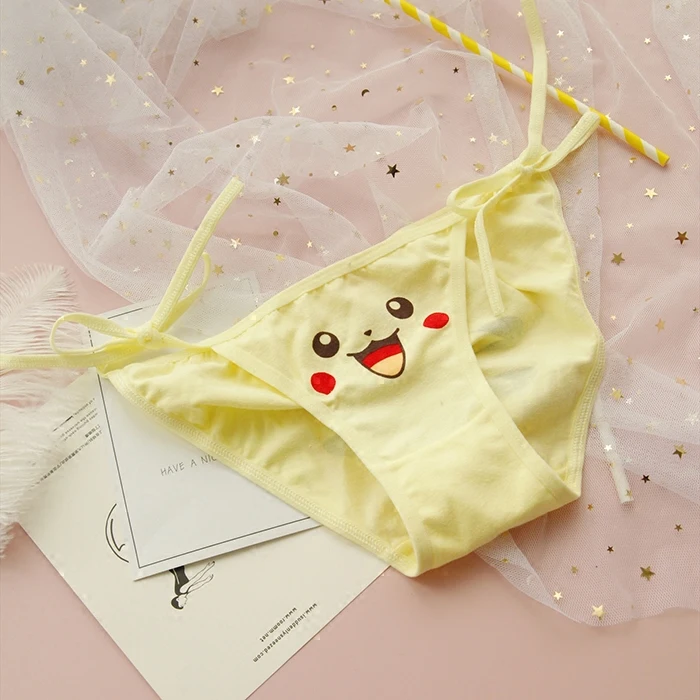 Pikachu/милые штаны для девочек Милые трусики с поясом и низкой талией Женские