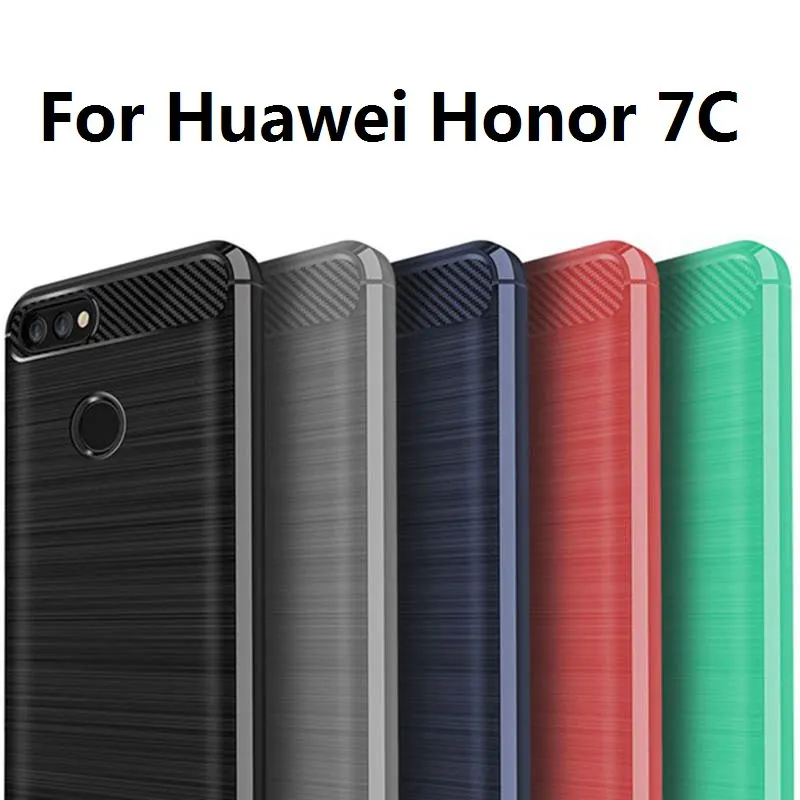 

For Huawei Honor 7C Case Luxury Slim Armor Carbon Fiber Texture Case Cover For Funda Huawei Y7 Prime 2018 / Y7 Pro 2018 5.99"