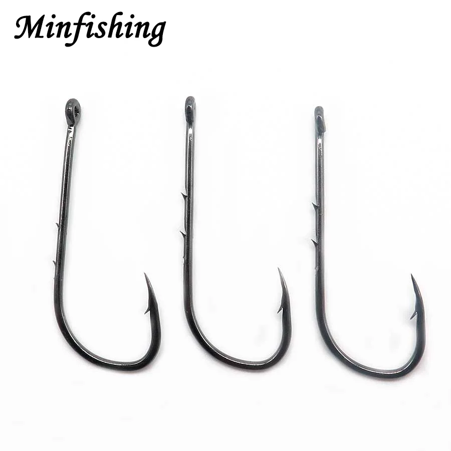 Minfishing 100 PCS Double Barbed Fishing hook Baitholder Fishhook High  Carbon Steel Sea Fishing Hooks