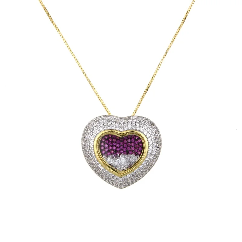 SUNSLL, новинка, 2 цвета, медное ожерелье, разноцветное ожерелье с кубическим цирконием, ожерелье в форме сердца, подвеска, женское ожерелье, подарок