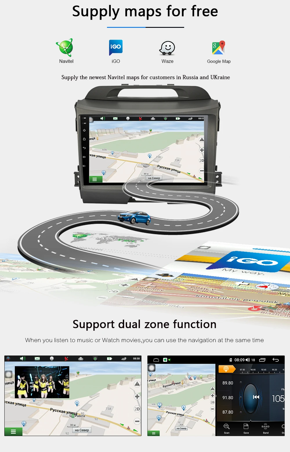 Excellent Funrover android 9.0 2 din car dvd multimedia player for Kia sportage 3 4 radio gps navigation accessories stereo DSP RDS 2.5D 7