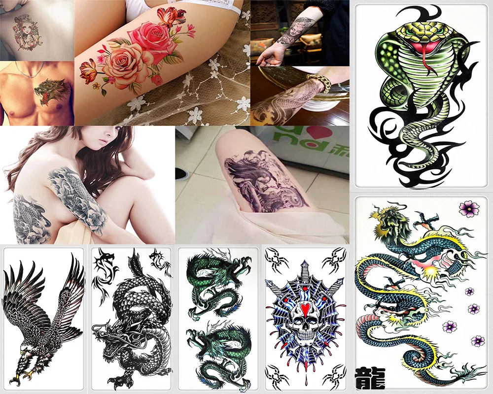 Y-XLWN, змейка, Детские креативные тату-наклейки, водостойкие поддельные тату, дракон, мужские наклейки, наклейки на стену, зеркальные наклейки