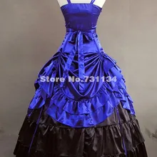 Элегантный и изящный синий без рукавов С НАБОРНЫМИ БРЕТЕЛЬКАМИ готический викторианской платье в стиле «Лолита»