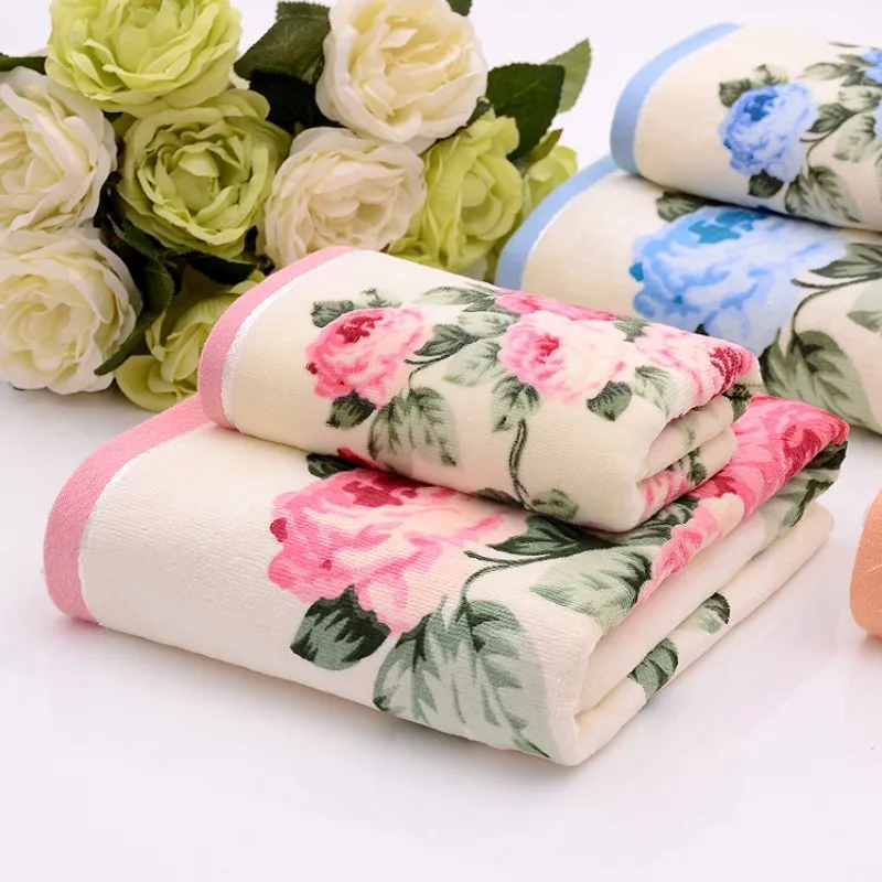 

LOVRTRAVEL Luxury Lady Peony flower beach Towel Cotton shower Towels Home Textile Women bathroom Bath Towel Terry For adults