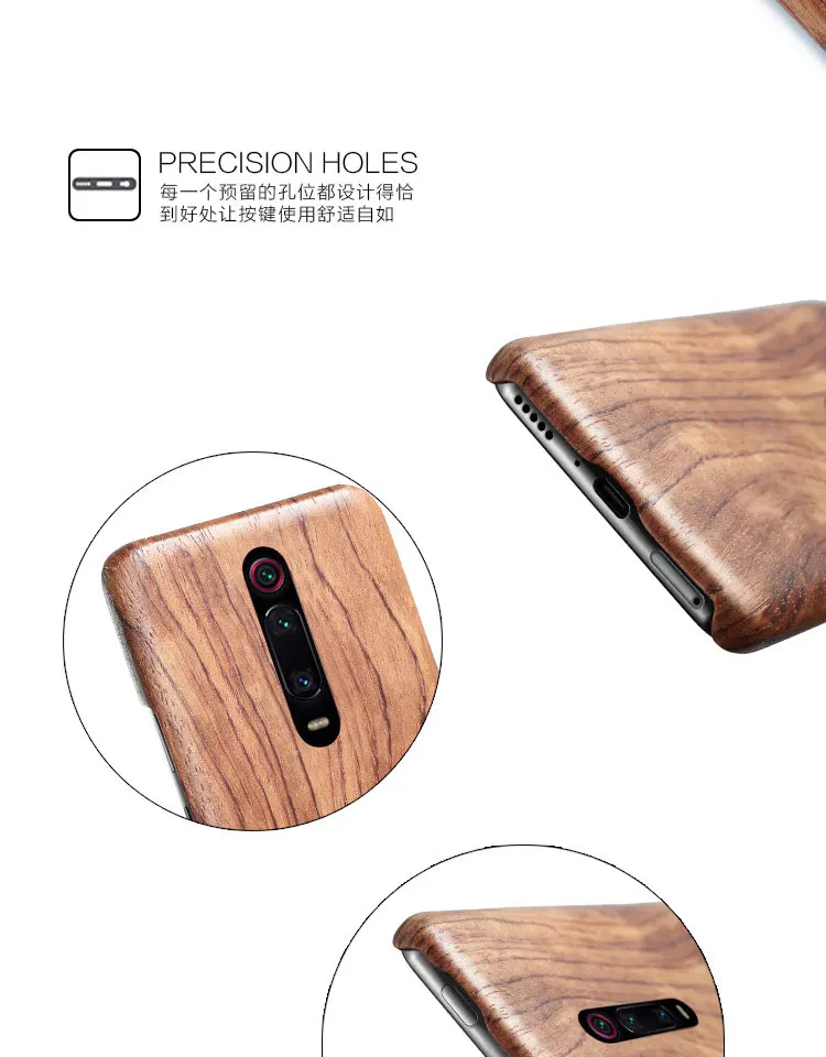 For Xiaomi 9T /9T Pro /K30/K20/ k20 Pro mi 10 Pro POCO F3 walnut Enony Bamboo Wood Rosewood MAHOGANY Wooden Back Case Cover
