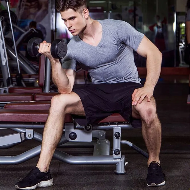 Men Wicking&Quick-Dry T-Shirt Elastic Compression Tight Short Sleeve Underwear Undershirts Sporting V Neck Shirts Anti Wrinkle men underwear compression t shirt