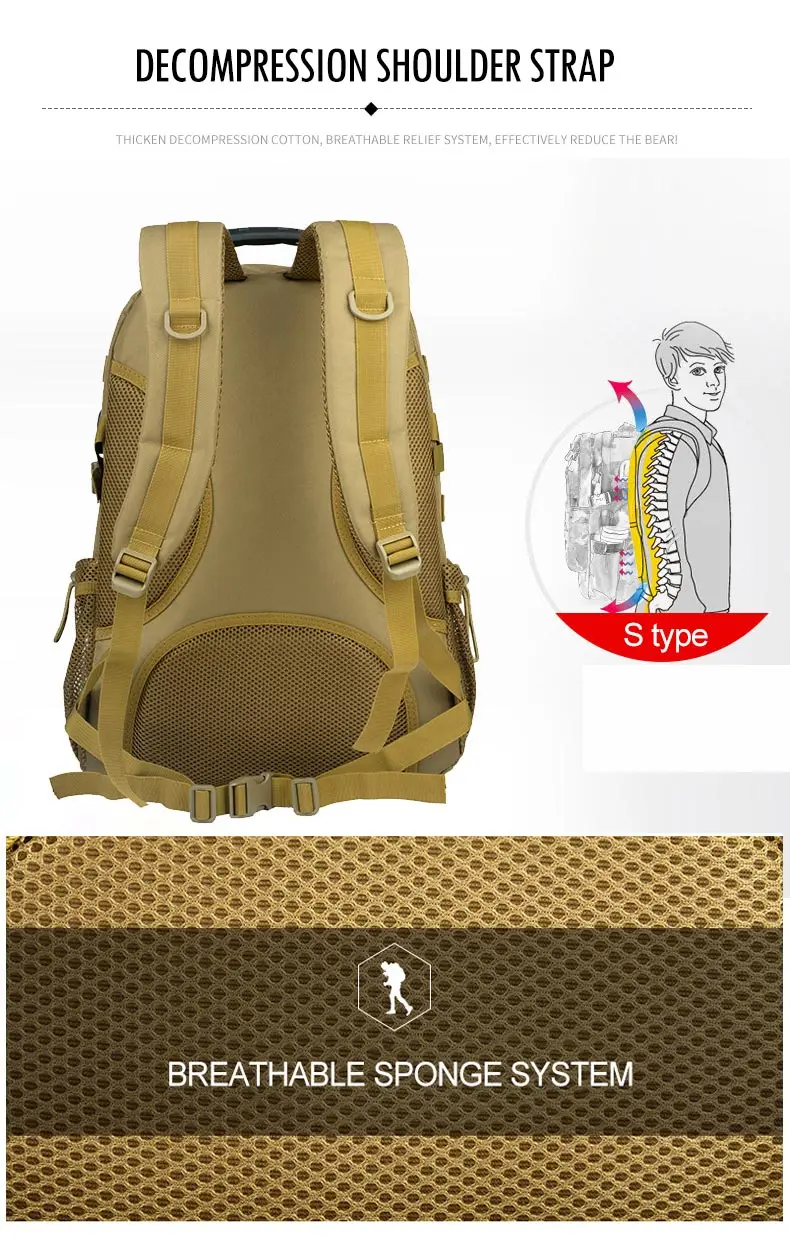 Большой Вместительный военный рюкзак для мужчин, 15 дюймов, армейская сумка для ноутбука, водонепроницаемый нейлоновый Тактический Рюкзак Molle для улицы, Горные Сумки XA8D
