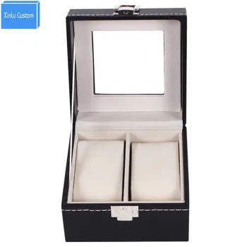 

Watch leather roll 2 grids/lover's watch display box storage box watch box jewelry fashion collect couple watches WBG1009