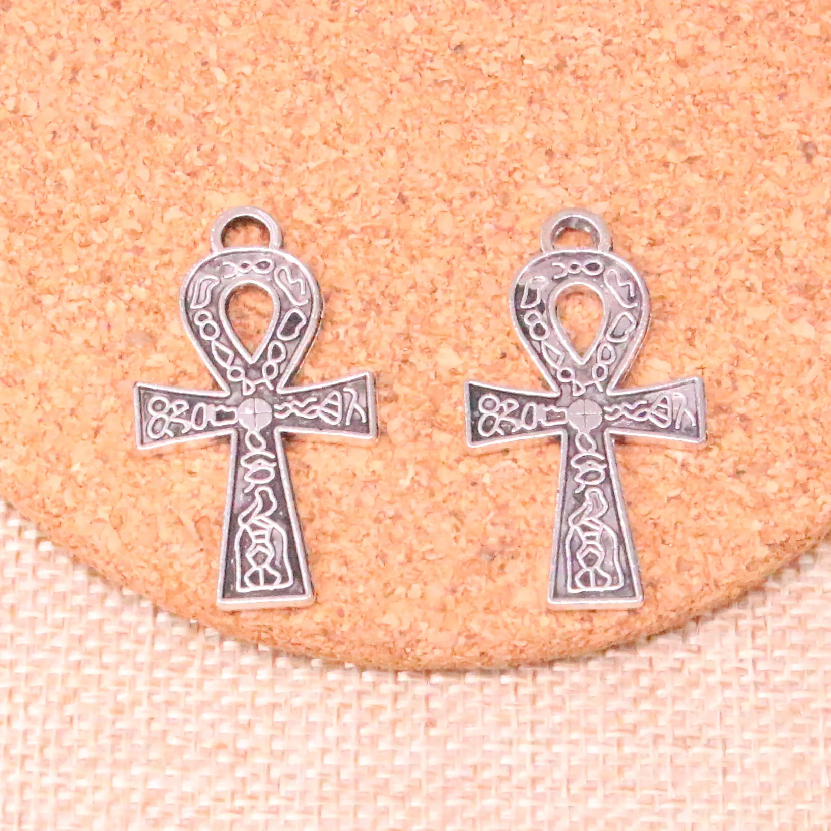 9pcs Tibetan Silver Plated egyptian cross Charms Pendants for Jewelry