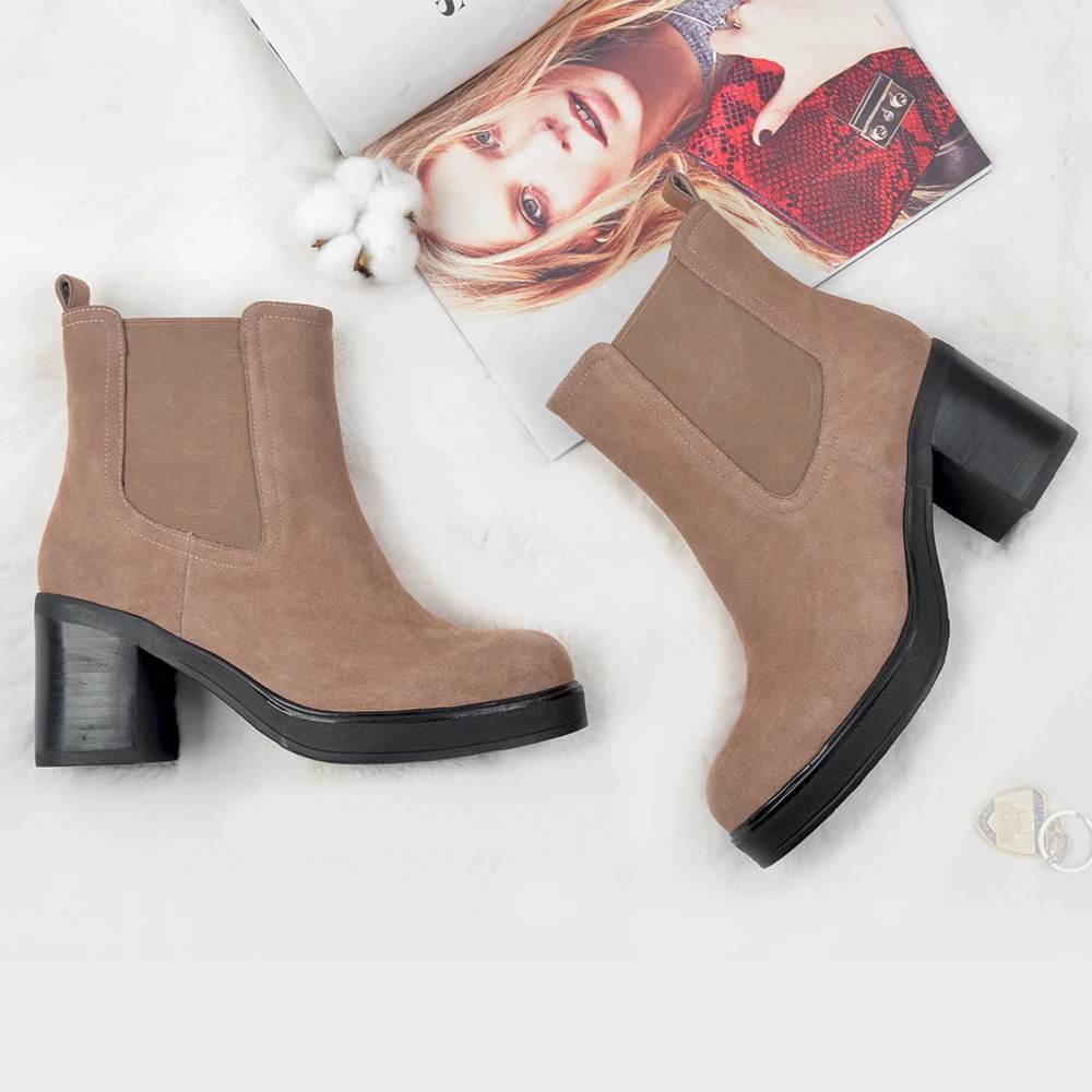 Cena Donna in 2019 buty damskie zimowe oryginalne skórzane buty damskie platformy wysokie obcasy Chelsea botki moda kobiece botki