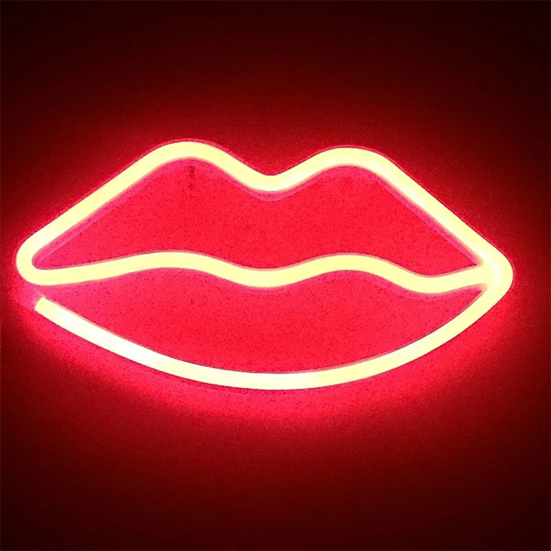 ROPIO LED Neon Sign Night Lights Flamingo/lips Unique Design Soft Light Wall Decor Lamp For Christm - 32864150868