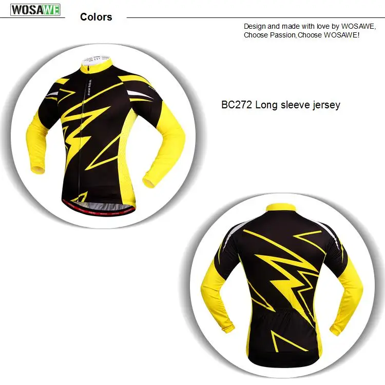 WOSAWE Мужчины Велоспорт трикотаж DH горный велосипед гоночная футболка с длинными рукавами Топы дышащие быстросохнущие велосипедные куртки