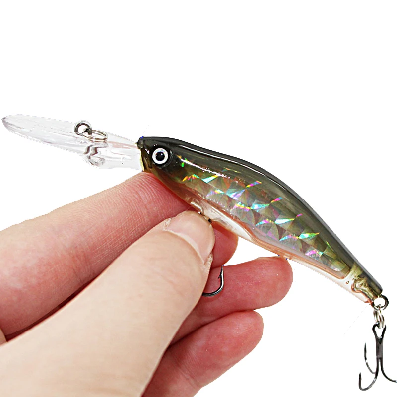 1Pcs Laser Wobblers Fishing Tackle 3D Eyes Sinking Minnow Fishing Lure