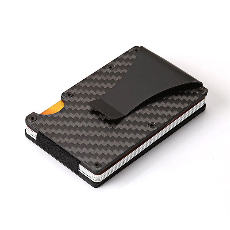 Carbon Fiber Men Slim Credit Card Holder Wallet RFID Blocking Case