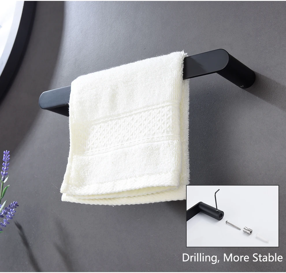 304 нержавеющая сталь, ОДНОПОЛЮСНОЕ короткое полотенце-бар, держатель для полотенец для ванной комнаты, настенное черное полотенце для ванной SBH202
