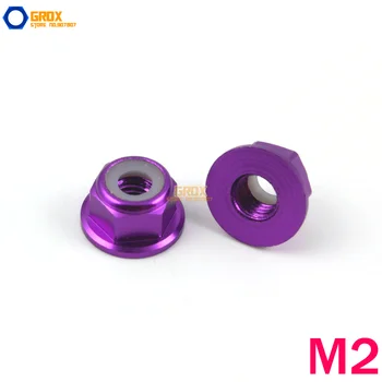 

12 Pieces M2 Purple Hex Flange Nylon Lock Nut Aluminum