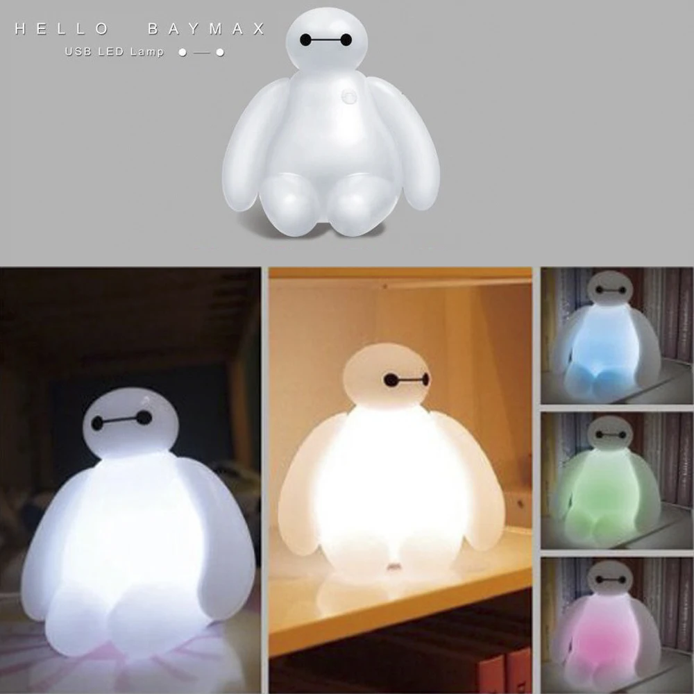 Светодиодный ночник BayMax с большим Героем из 6 мультфильмов белый милый