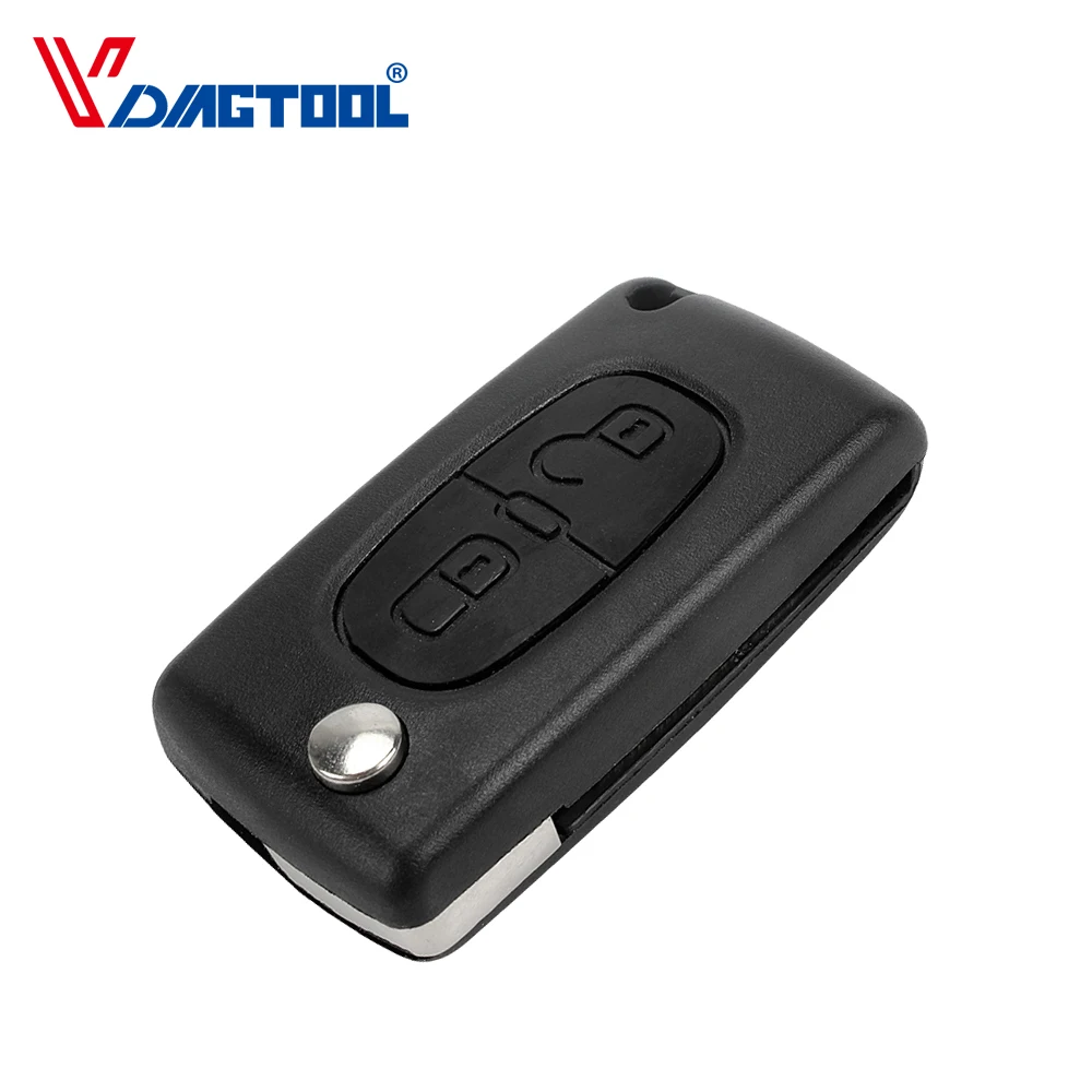 

VDIAGTOOL Flip Folding 2 Buttons 307 Remote Key Shell For Peugeot Car Key Case No Battery Place Without Groove Blade(CE0523)