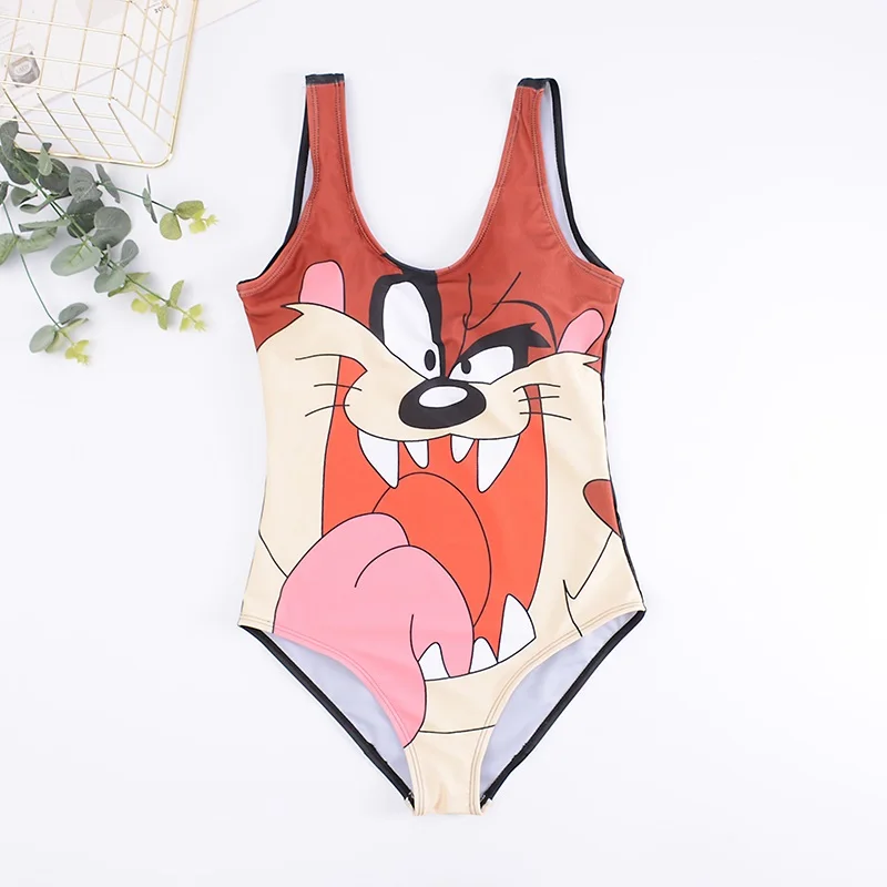 Женский слитный купальник 2019 бикини с 3D рисунком из мультфильмов женский